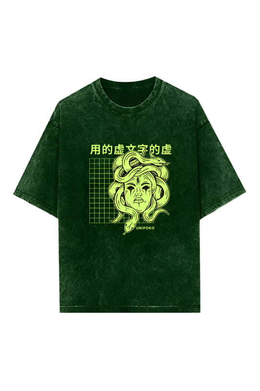 Women's Oversized Acid Wash T-Shirt | Dapper Fit | Dark Green